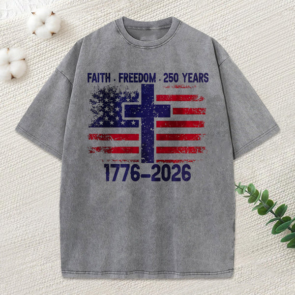 Faith Freedom Chrsitian Washed T-Shirt