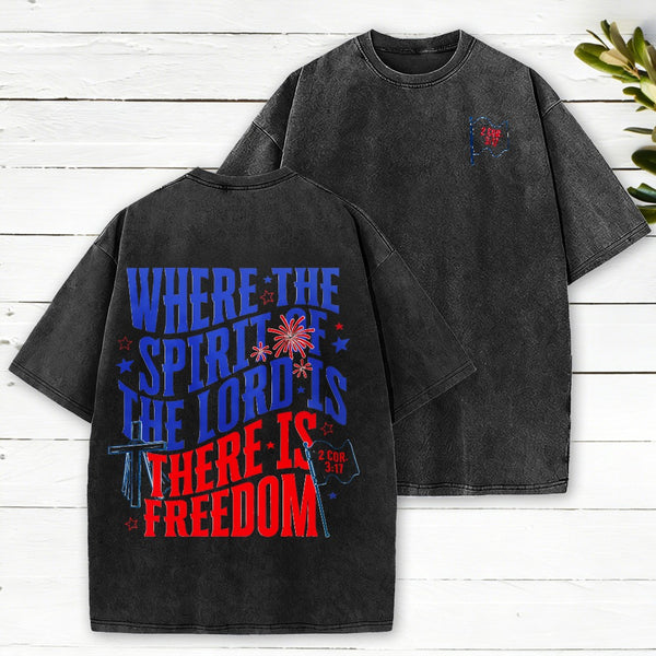 Where The Spirit Of The Lord Christian Washed T-Shirt