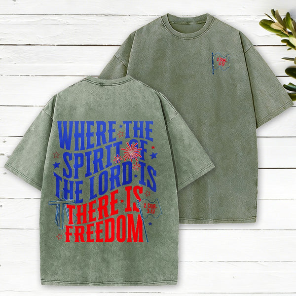 Where The Spirit Of The Lord Christian Washed T-Shirt