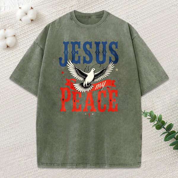 Jesus Is My Peace Christian Washed T-Shirt