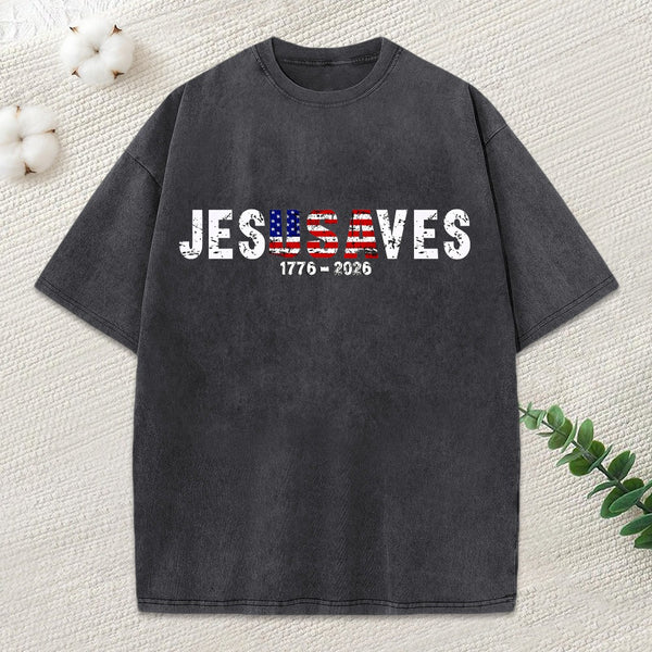 Jesus Saves Christian Washed T-Shirt