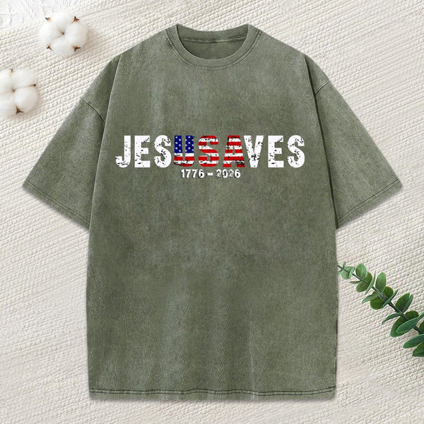 Jesus Saves Christian Washed T-Shirt