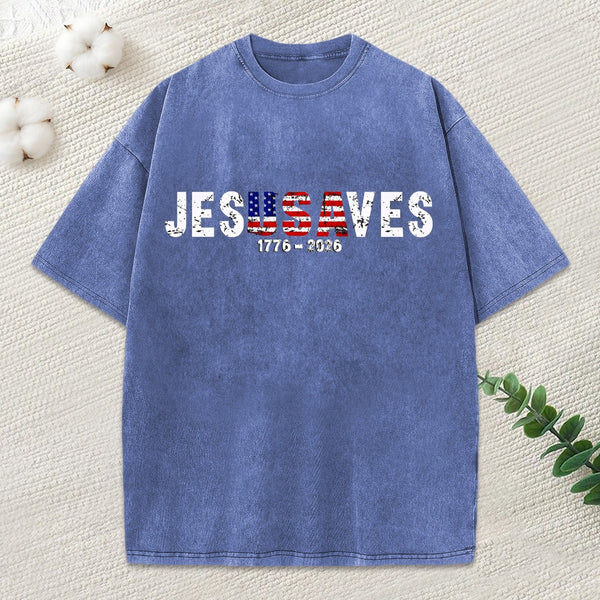 Jesus Saves Christian Washed T-Shirt
