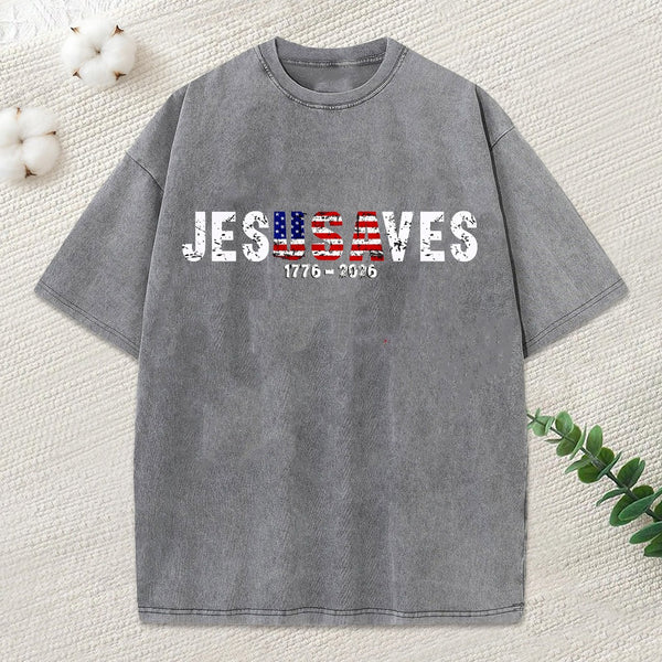 Jesus Saves Christian Washed T-Shirt