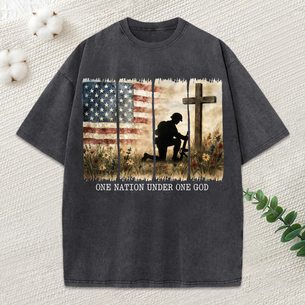One Nation Under One God Christian Washed T-Shirt
