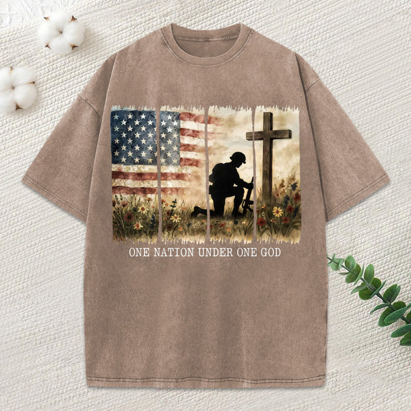 One Nation Under One God Christian Washed T-Shirt