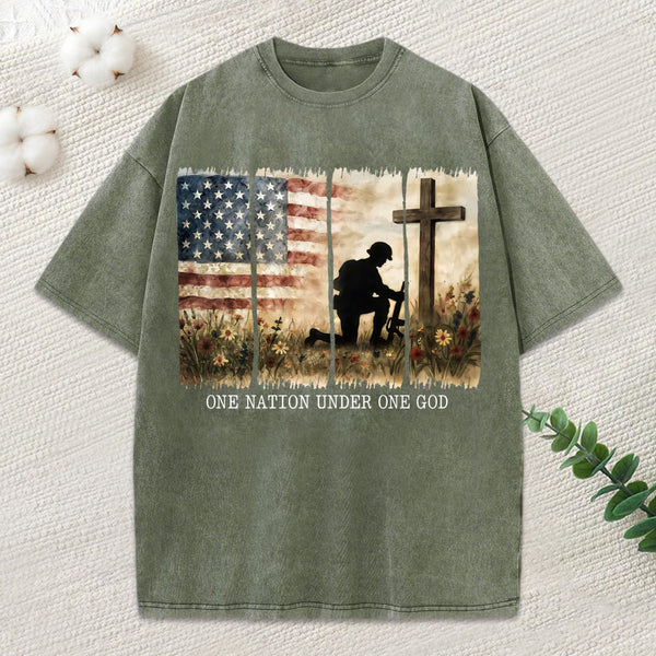 One Nation Under One God Christian Washed T-Shirt