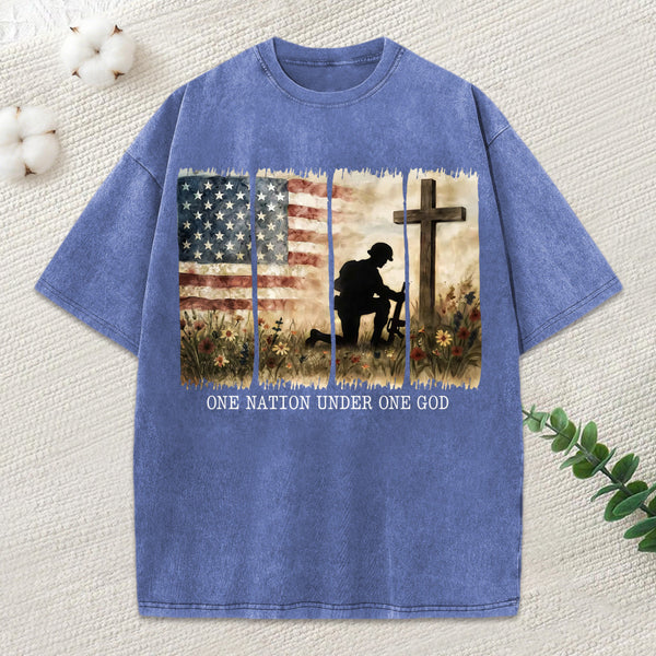 One Nation Under One God Christian Washed T-Shirt