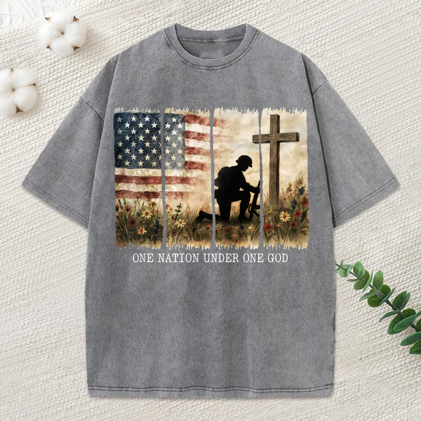 One Nation Under One God Christian Washed T-Shirt