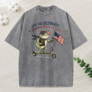 Off To Celebreate Freedom Praise The Lord Christian Washed T-Shirt