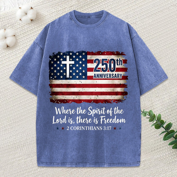 Where The Spirit Of The Lord Is Christian Washed T-Shirt