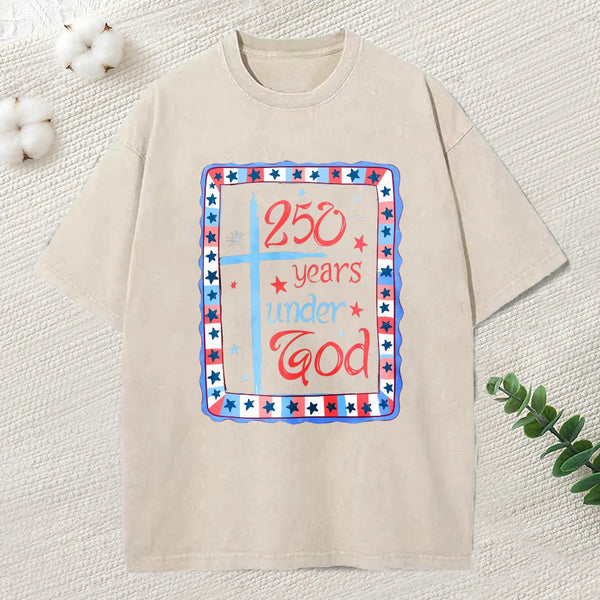 250 Years Under God Christian Washed T-Shirt