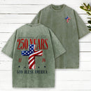 Gold Bless America Christian Washed T-Shirt