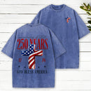 Gold Bless America Christian Washed T-Shirt