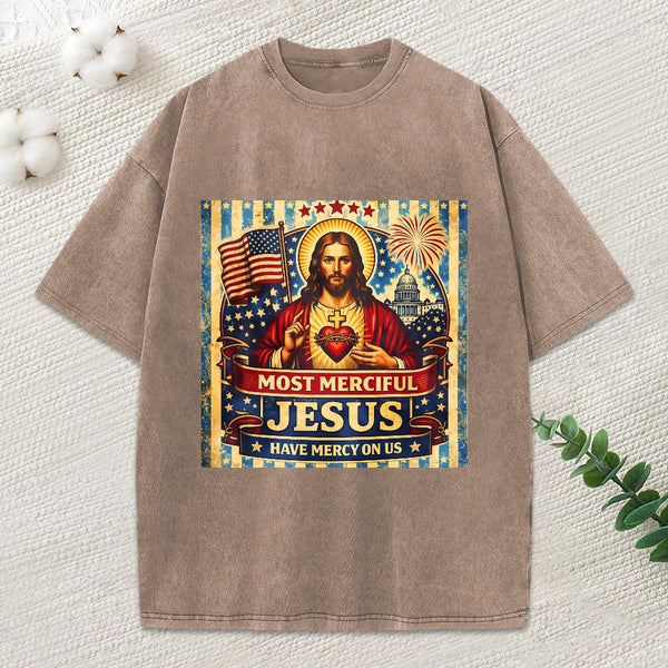 Most Merciful Jesus Have Mercy On Us Christian Washed T-Shirt