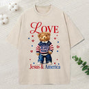Love Jesus And America Christian Washed T-Shirt