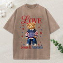Love Jesus And America Christian Washed T-Shirt