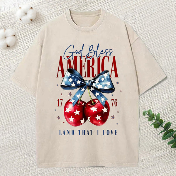 God Bless America Land That I Love Christian Washed T-Shirt