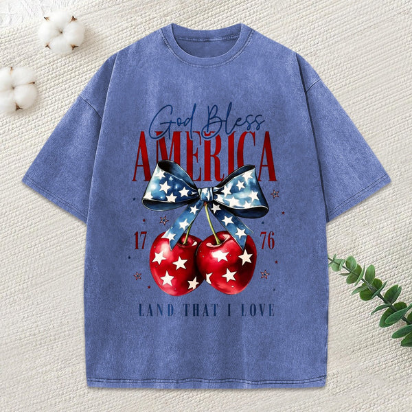 God Bless America Land That I Love Christian Washed T-Shirt