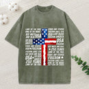 God Bless Land Of The Free Christian Washed T-Shirt