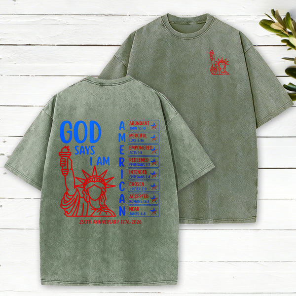 God Says Christian Washed T-Shirt