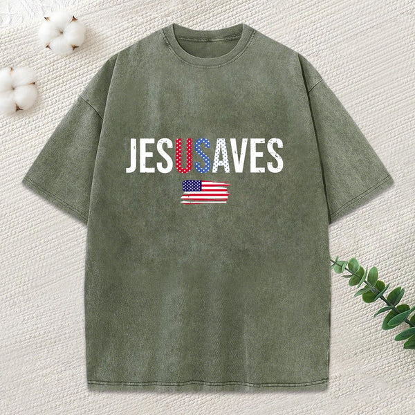 Jesus Saves Christian Washed T-Shirt