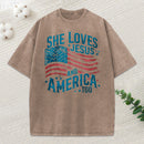 She Loves Jesus Christian Washed T-Shirt