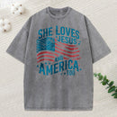 She Loves Jesus Christian Washed T-Shirt
