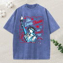 She Loves Jesus And America Too Independence Day Christian Washed T-Shirt