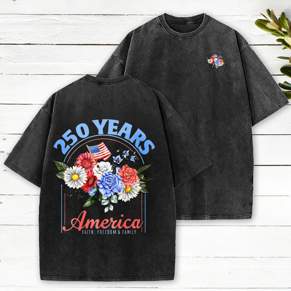 Faith Freedom Family Christian Washed T-Shirt