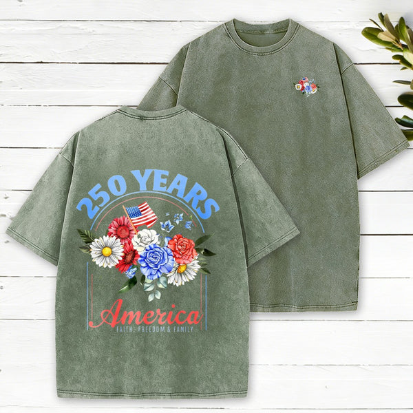 Faith Freedom Family Christian Washed T-Shirt