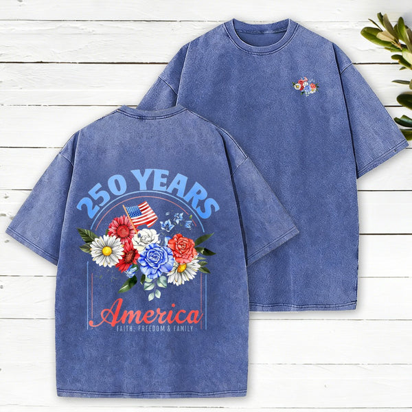 Faith Freedom Family Christian Washed T-Shirt