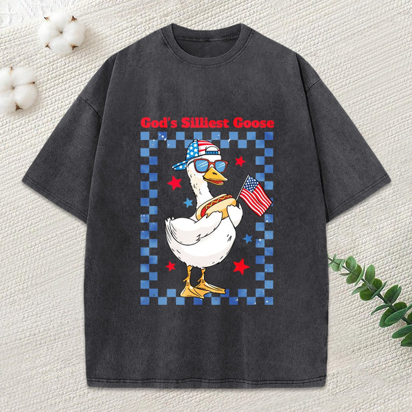 God'S Silliest Goose Christian Washed T-Shirt
