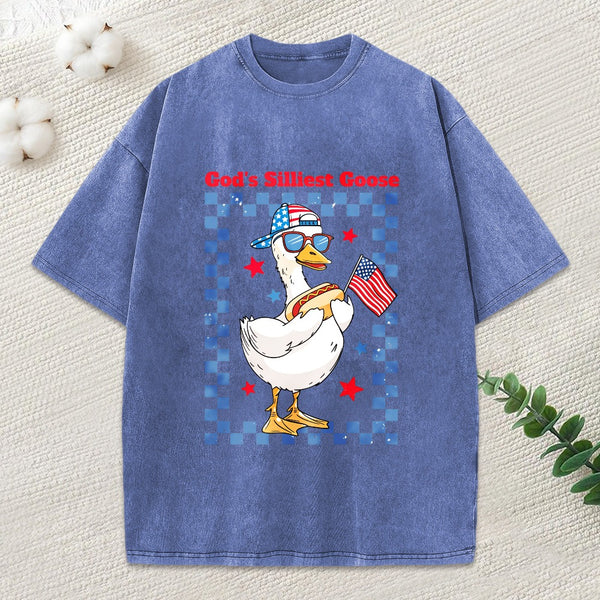 God'S Silliest Goose Christian Washed T-Shirt