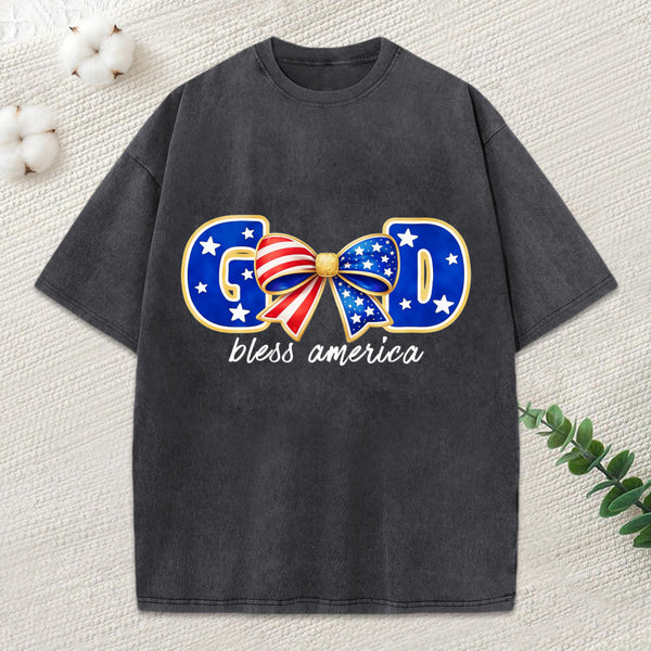 God Bless America Christian Washed T-Shirt