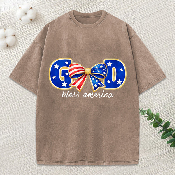 God Bless America Christian Washed T-Shirt