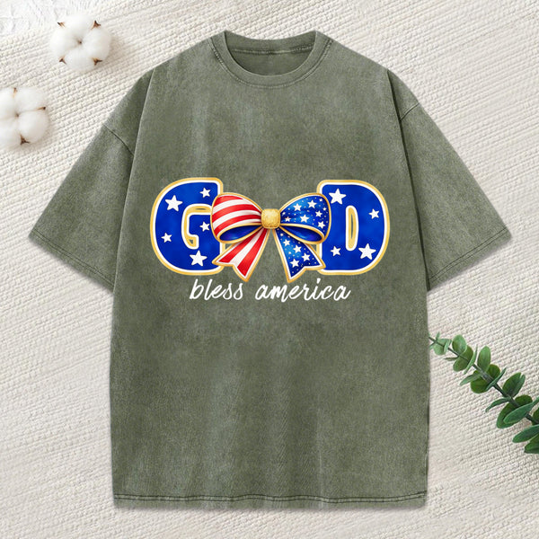 God Bless America Christian Washed T-Shirt
