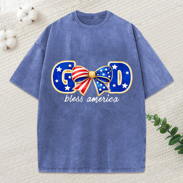 God Bless America Christian Washed T-Shirt