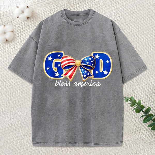God Bless America Christian Washed T-Shirt