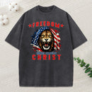 Freedom Roars Through Christ Christian Washed T-Shirt