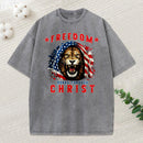 Freedom Roars Through Christ Christian Washed T-Shirt