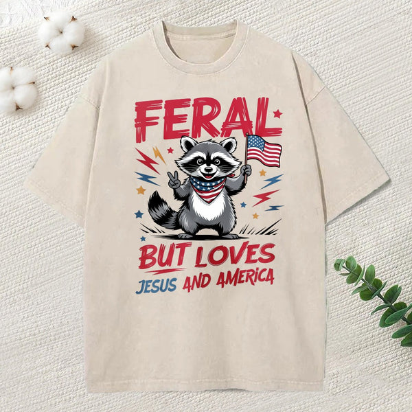 Fear But Loves Jesus And America Christian Washed T-Shirt