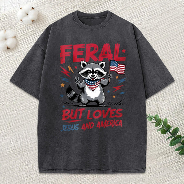 Fear But Loves Jesus And America Christian Washed T-Shirt