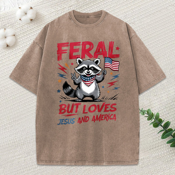 Fear But Loves Jesus And America Christian Washed T-Shirt
