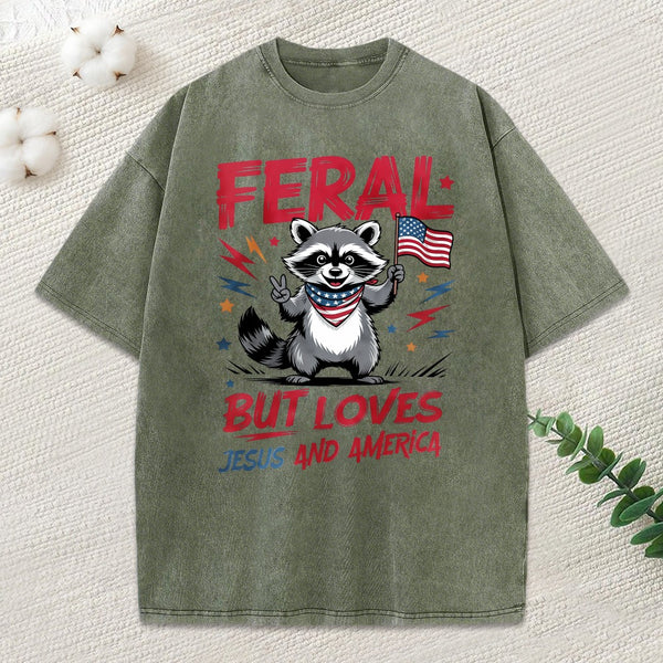 Fear But Loves Jesus And America Christian Washed T-Shirt