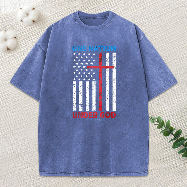 One Nation Under God Christian Washed T-Shirt