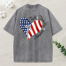 Faith Family Freedom Heart Christian American 4Th Of July Washed T-Shirt