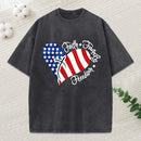 Faith Family Freedom Heart Christian American 4Th Of July Washed T-Shirt