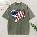 Faith Family Freedom Heart Christian American 4Th Of July Washed T-Shirt