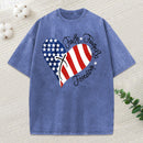 Faith Family Freedom Heart Christian American 4Th Of July Washed T-Shirt